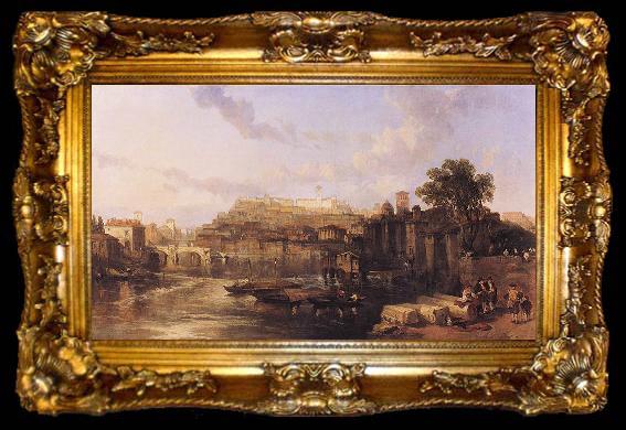 framed  David Roberts View on the Tiber Looking Towards Mounts Palatine and Aventine, ta009-2